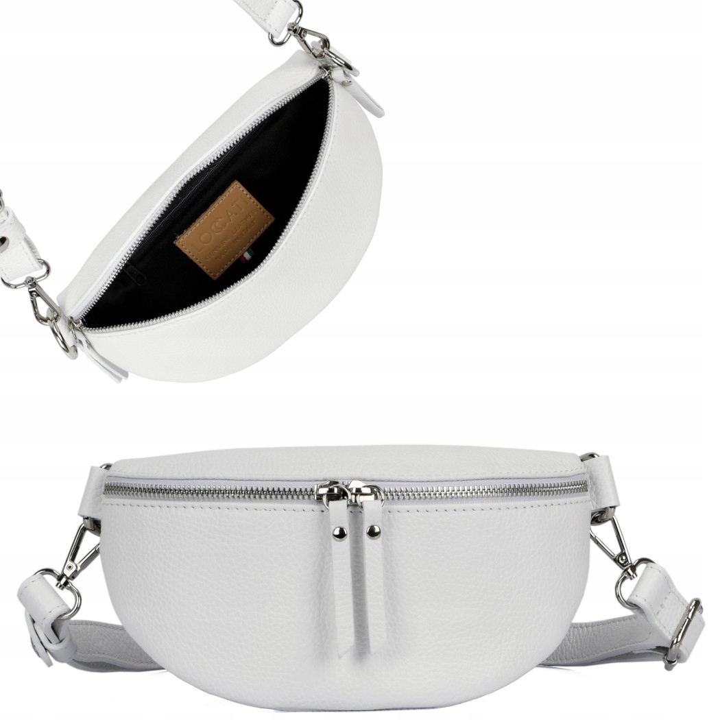 

Włoska torebka nerka damska biała skórzana Loccati