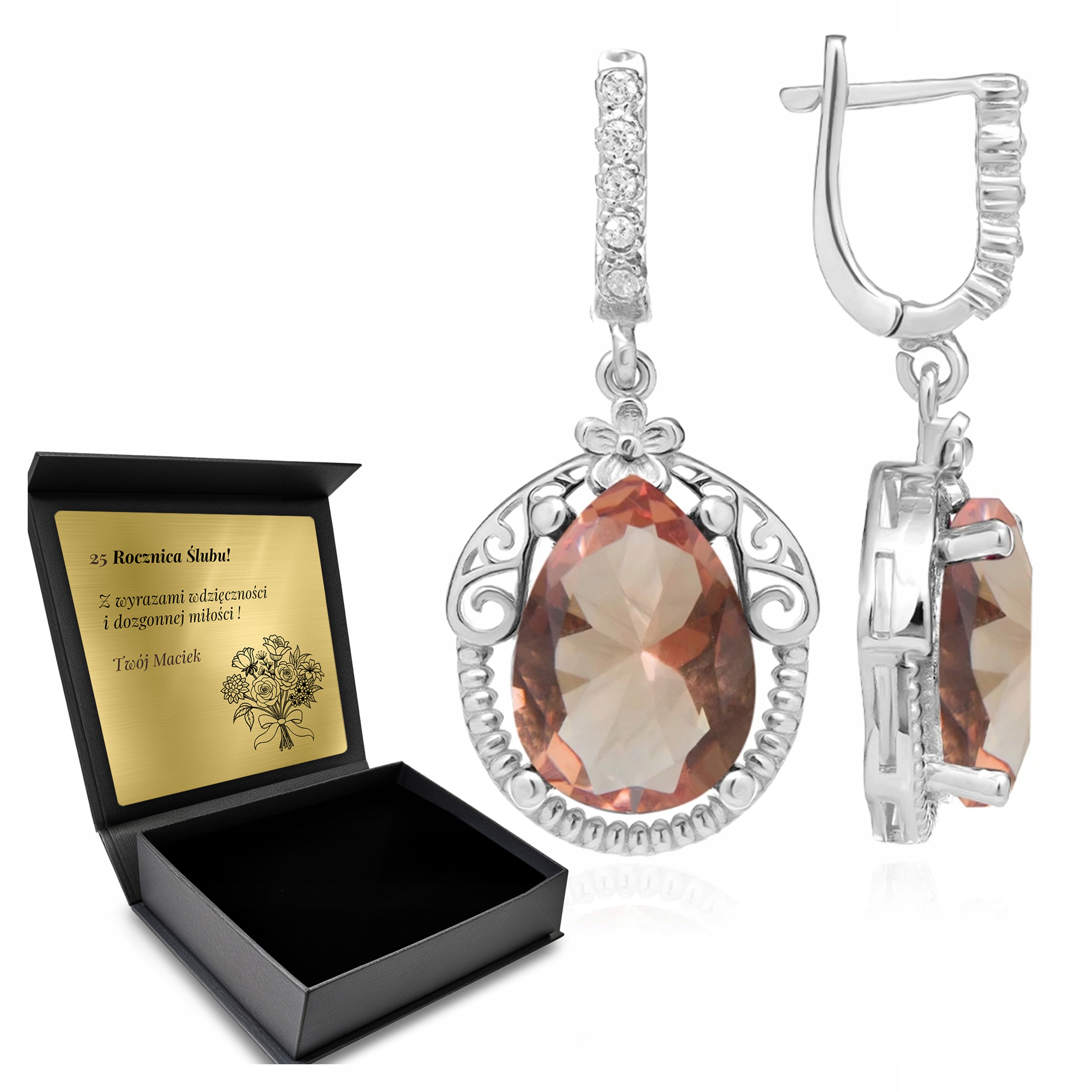 Stříbrné Náušnice 925 Sultán Krásné Šperky Pro Ženu Gravírování Bonus