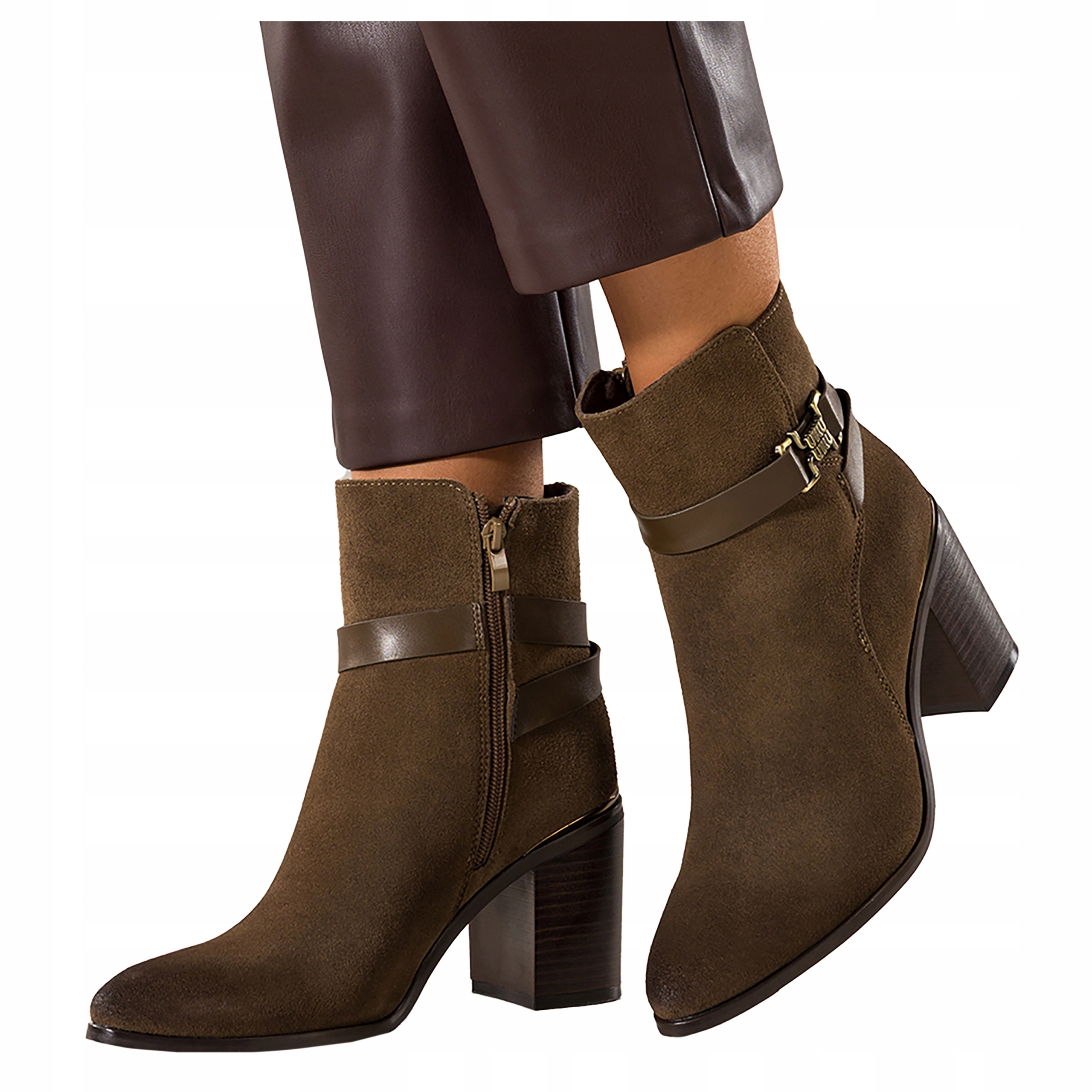 dámské kotníkové boty Kožené Čokoládové Elegantní Pohodlné Zateplené Obuv vel. 38