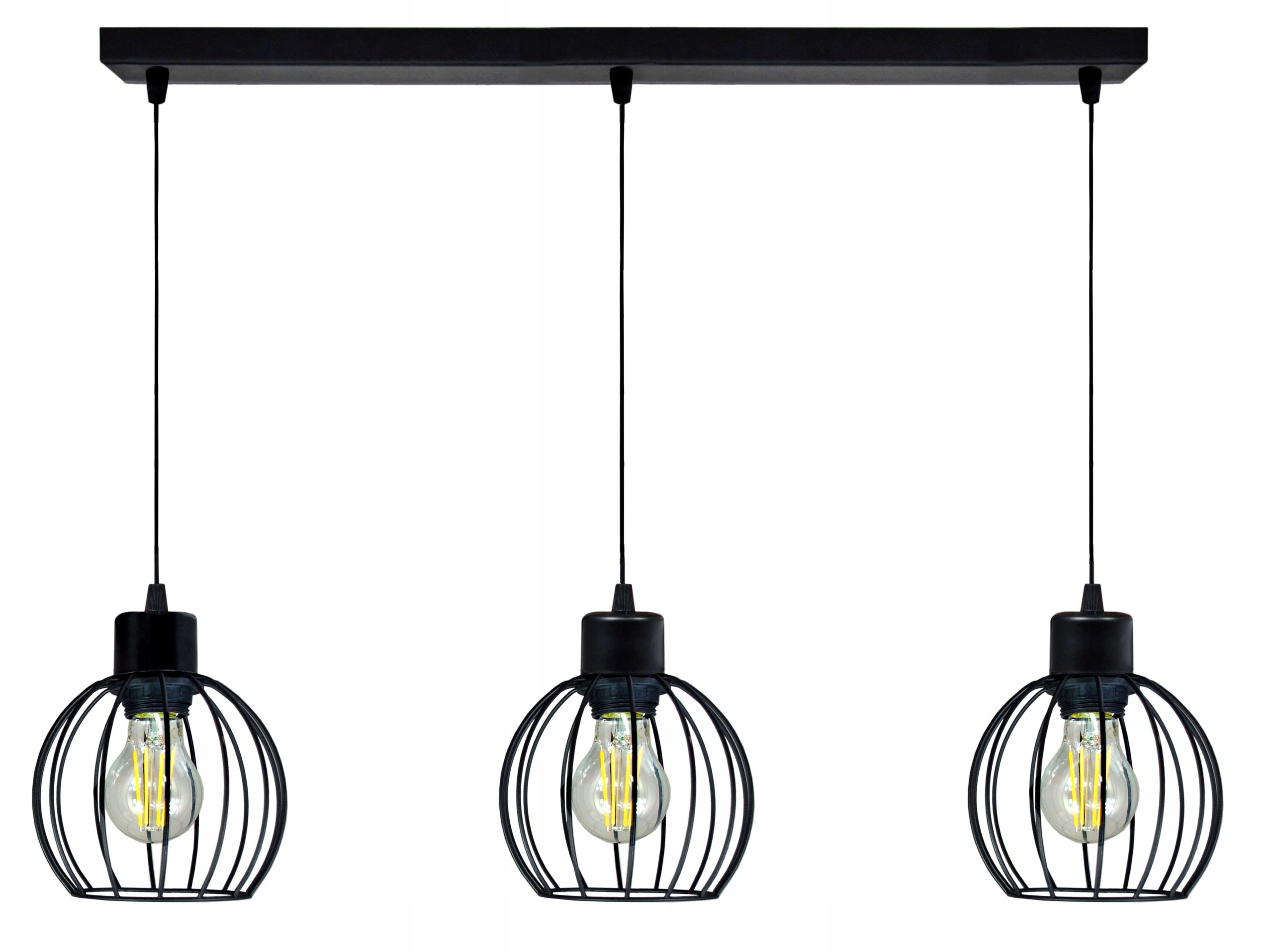 

Lampa wisząca sufitowa Żyrandol Zwis 3x drut Kula