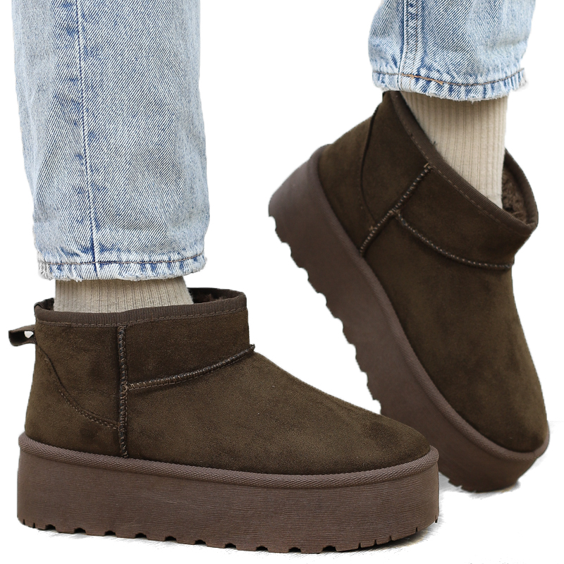 Cafe brązowe botki śniegowce damskie platforma krótkie mukluki TL242 r.41