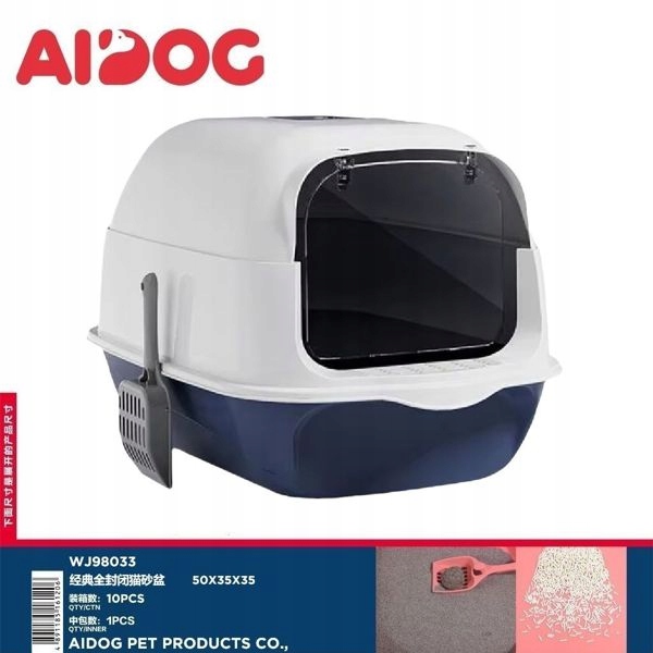 Levně Uzavřená toaleta pro kočky A3 modrá, klasická