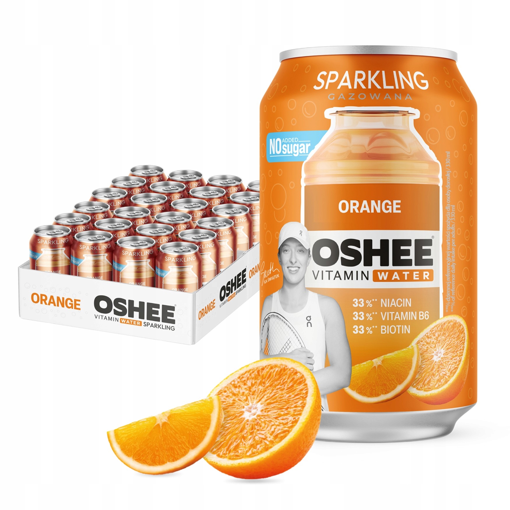 24x Oshee Vitamin Water Sparkling pomarańcza 330 ml