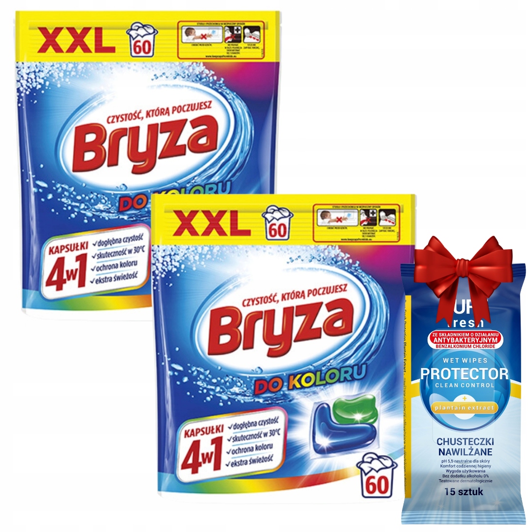 Bryza 4w1 Kapsułki do Prania Kolorów Opakowanie XXL 60 szt. x2