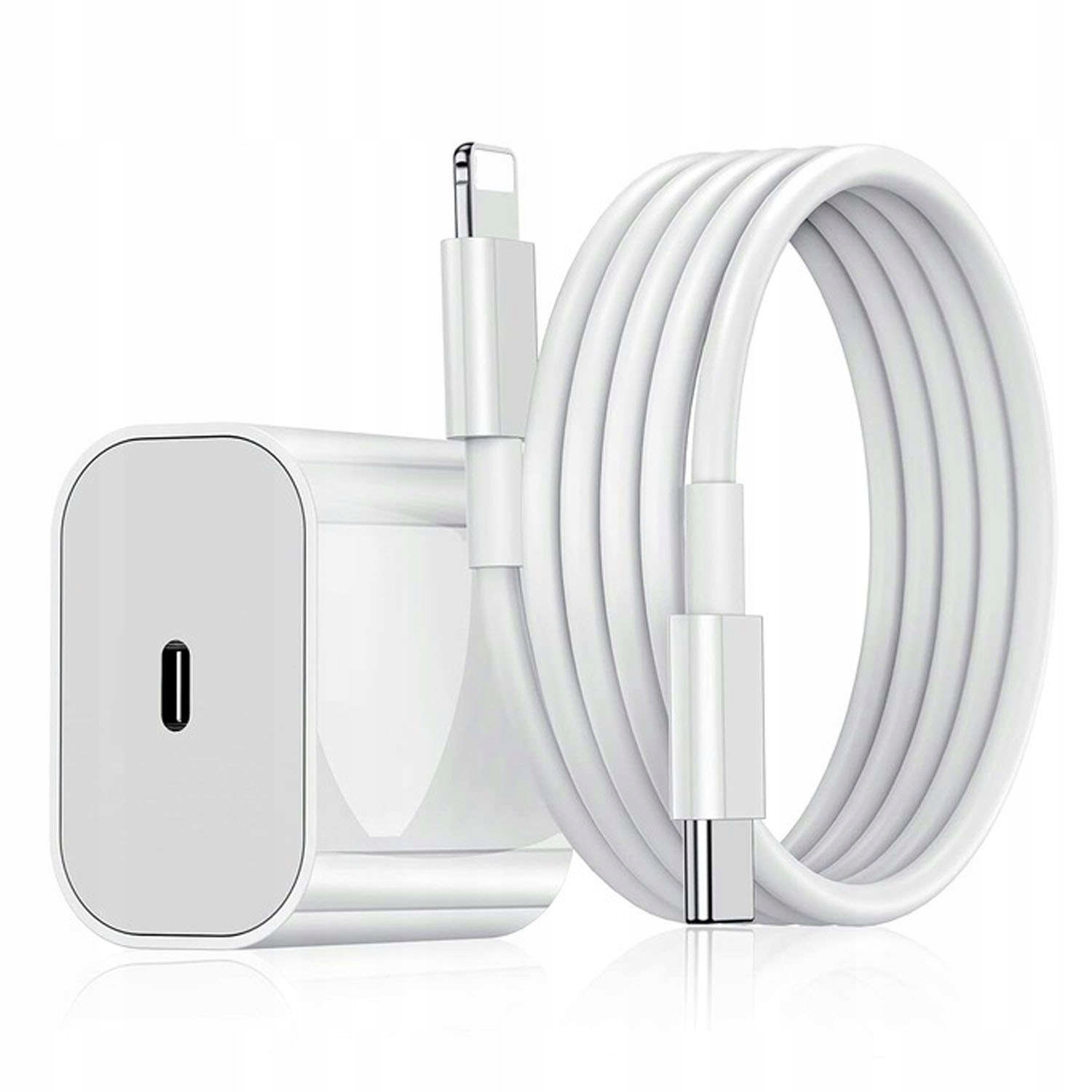 ŁADOWARKA SIECIOWA DO IPHONE 12 13 14 PRO USB-C C PD 20W + KABEL LIGHTNING Złącza USB typ C