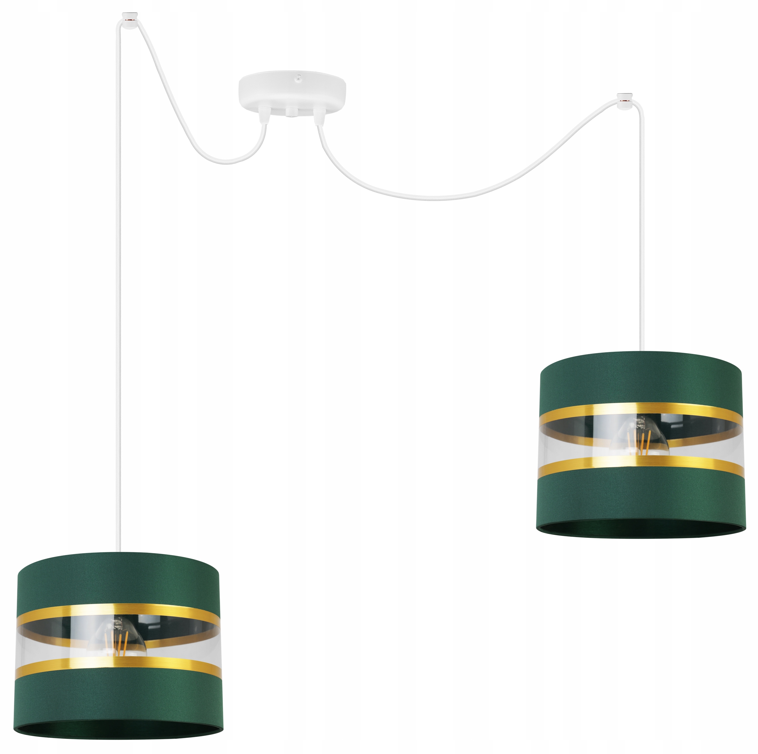 Závěsná Stropní Lampa Pavouk Lustr Glamour Stínidlo Zlaté Pruhy Zelená