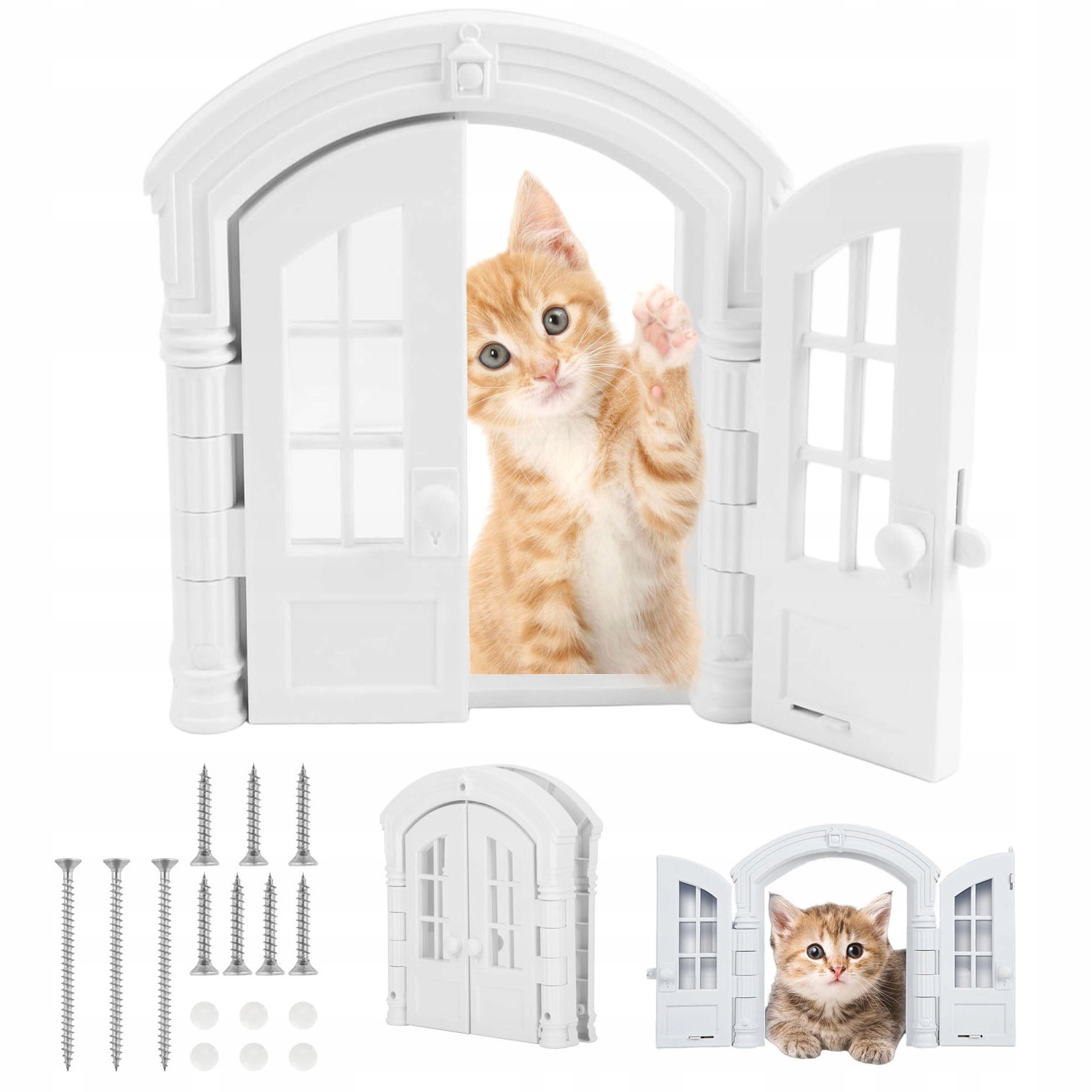 Levně Dvířka Pro Kočky Zvířata Malý Pes Dvojitý Tunel Bílý Francouzský Styl
