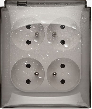 Gniazdo pojedyncze natynkowe IP44 Simon Aquaclick Uziemienie Z uziemieniem