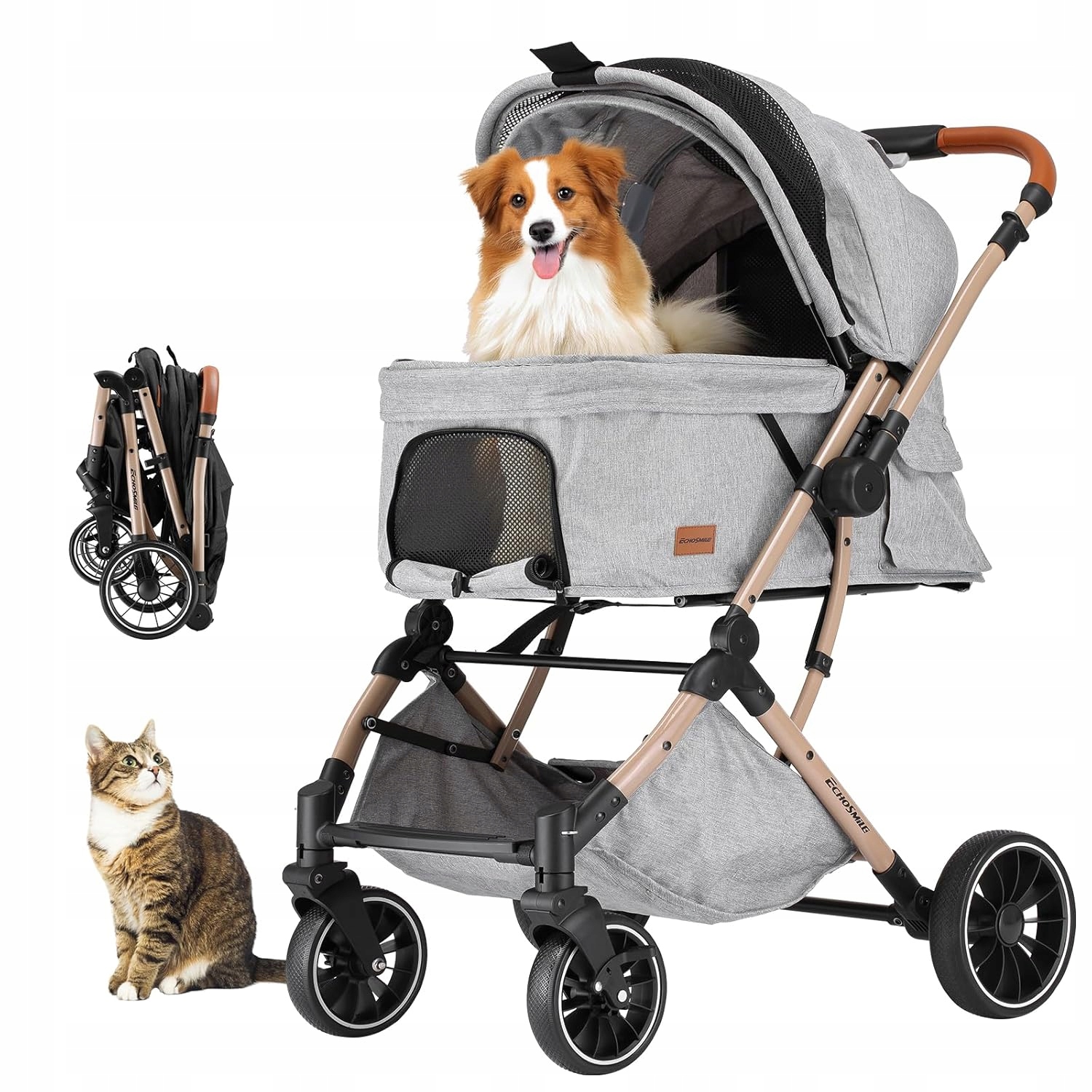 Wózek dla psa kota EchoSmile, wózek dla psa do 20 kg, składany, 4 w 1 /16