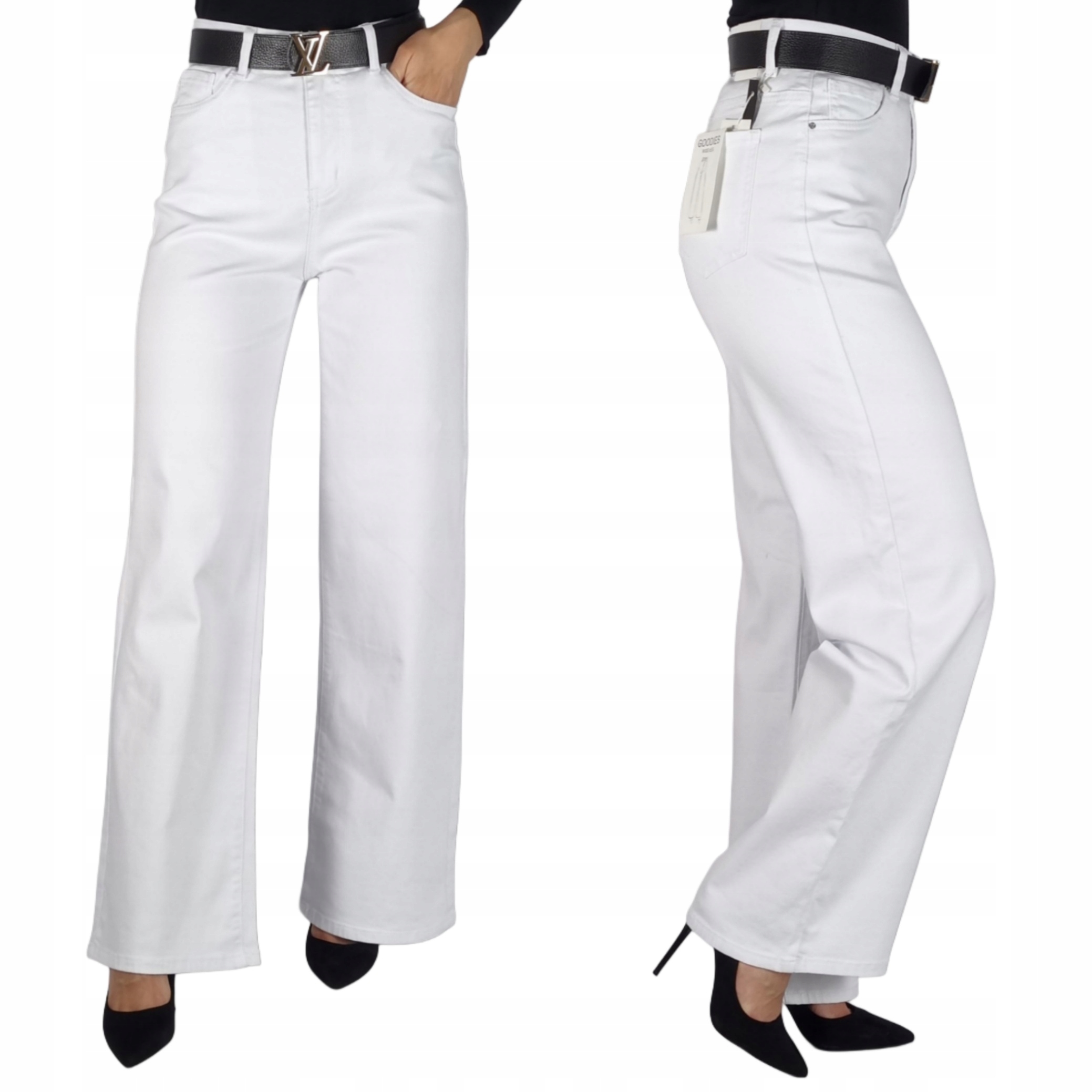 Spodnie Szerokie Klasyczne Białe Goodies Plus Size 44/2XL