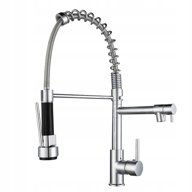 Bateria Kuchenna Kran Ruchoma Wylewka Dwugłowicowa Chrom