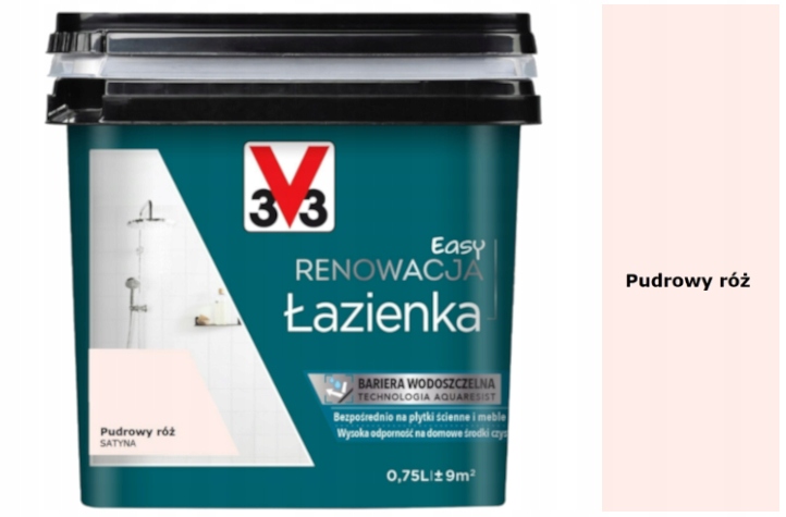 Farba Easy Renowacja do łazienki V33 bariera wodoszczelna Pudrowy Róż 0,75L