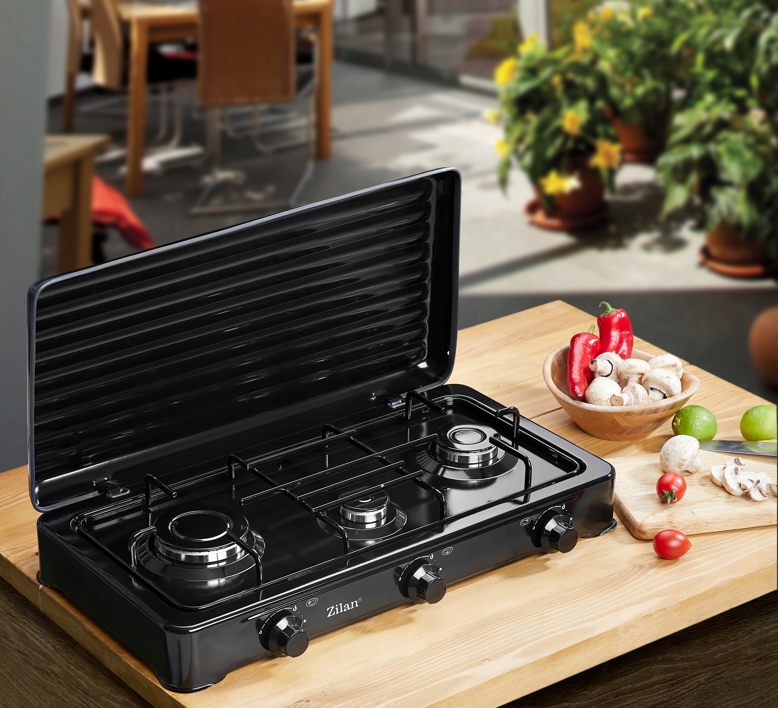 KUCHENKA GAZOWA 3 PALNIKI PRZENOŚNA + WĄŻ REDUKTOR Zapalarka brak