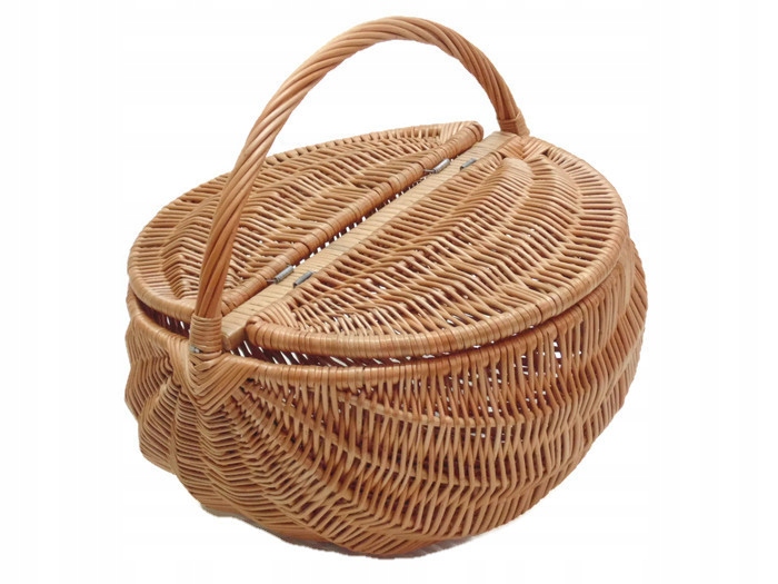 KOSZYK PIKNIKOWY Z WIKLINY, OKRĄGŁY - ELEGANCKI