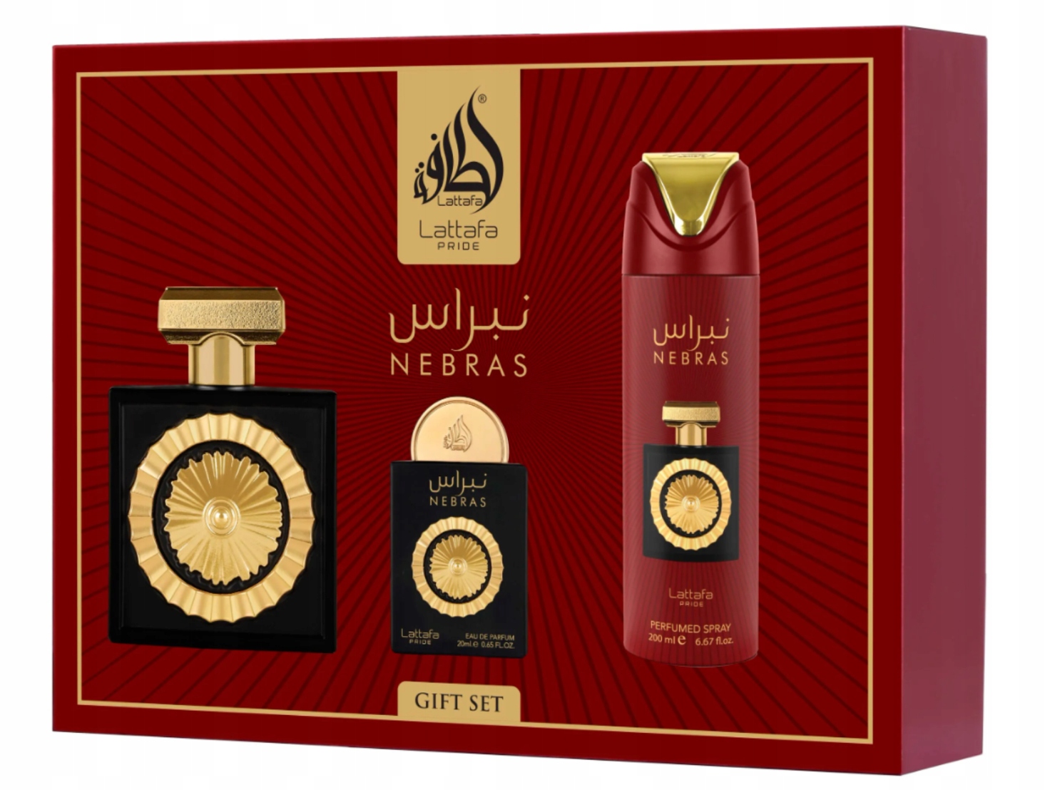 Lattafa Nebras 100 ml Edp 20 ml Edp+ 200 ml deodorant originální produkt