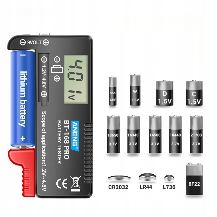 CYFROWY TESTER BATERII PRO LCD AA AAA 18650 9V TYPY MACSEO_PL
