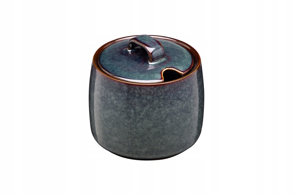 Cukiernica porcelanowa LAGOS niebieska z przykrywką