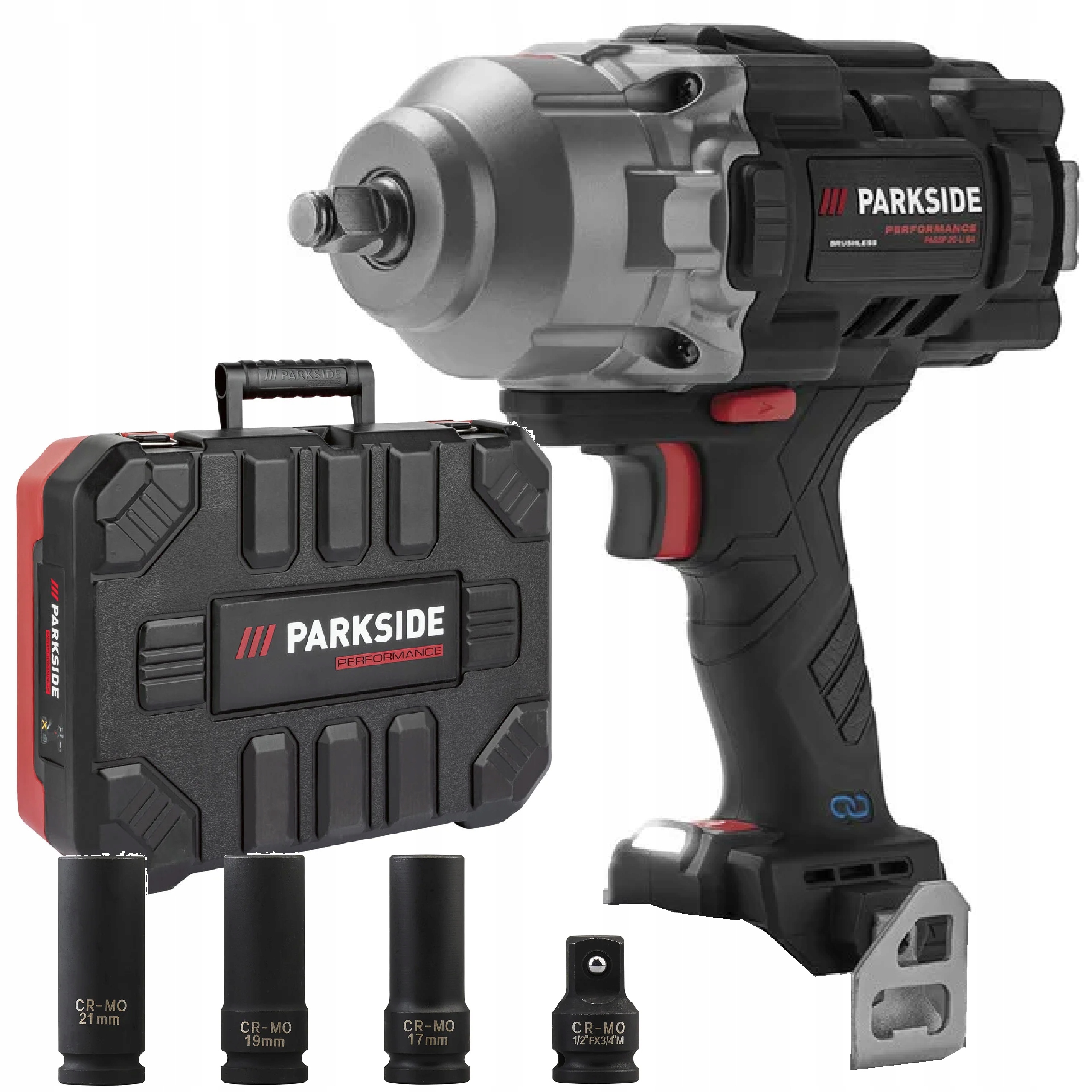 Parkside Klíč na kola Passp 20 aku rázový utahovák 1356Nm Nástavce