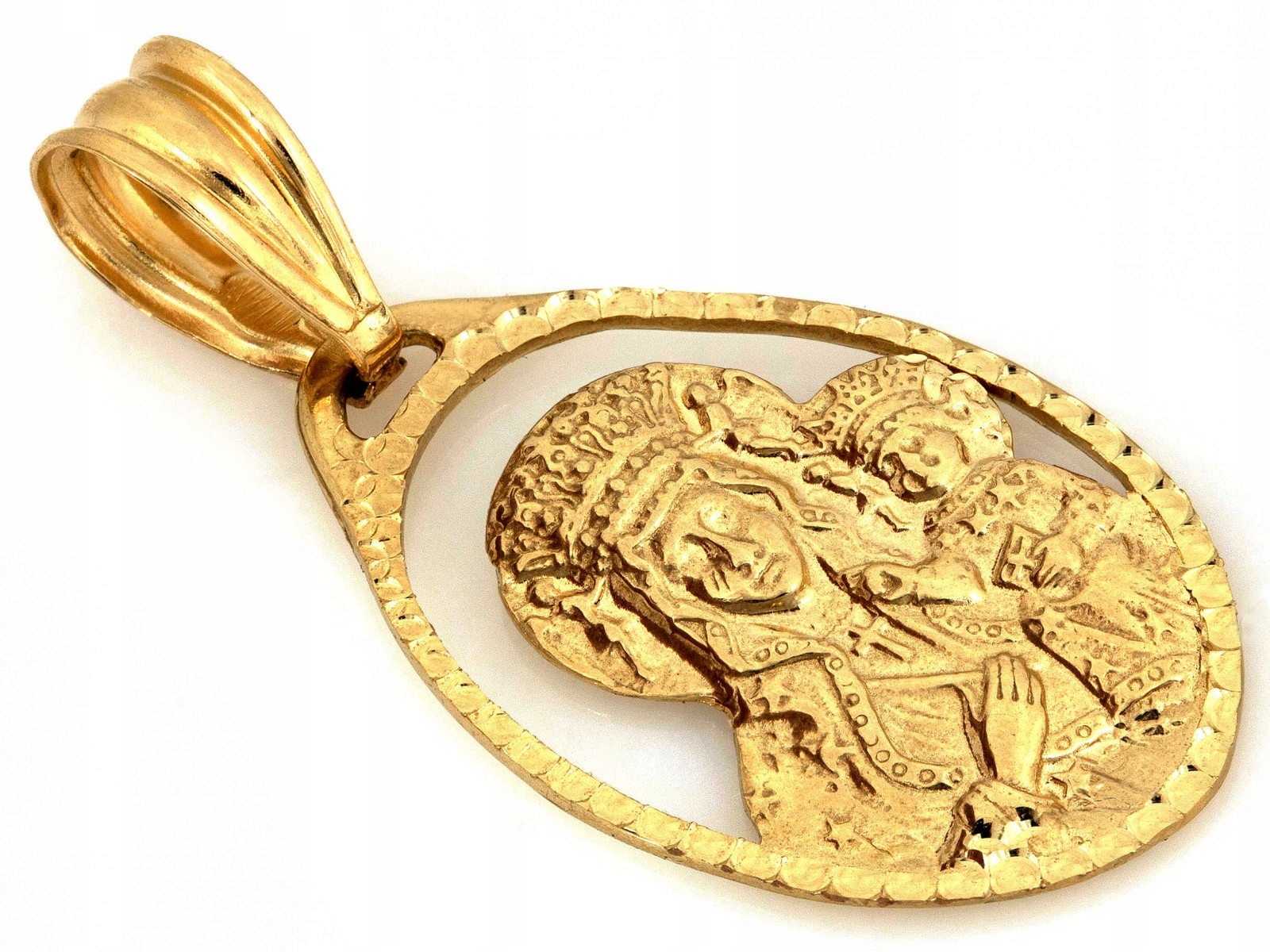 Přívěsek zlatý 585 14kt Panna Maria Čenstochovská 1.48 g na oválném ráfku