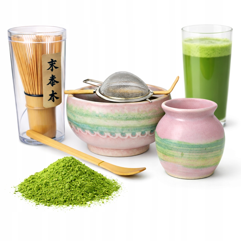 Zestaw Macha Do Parzenia Komplet Misa Kubek Sitko Łyżeczka Premium