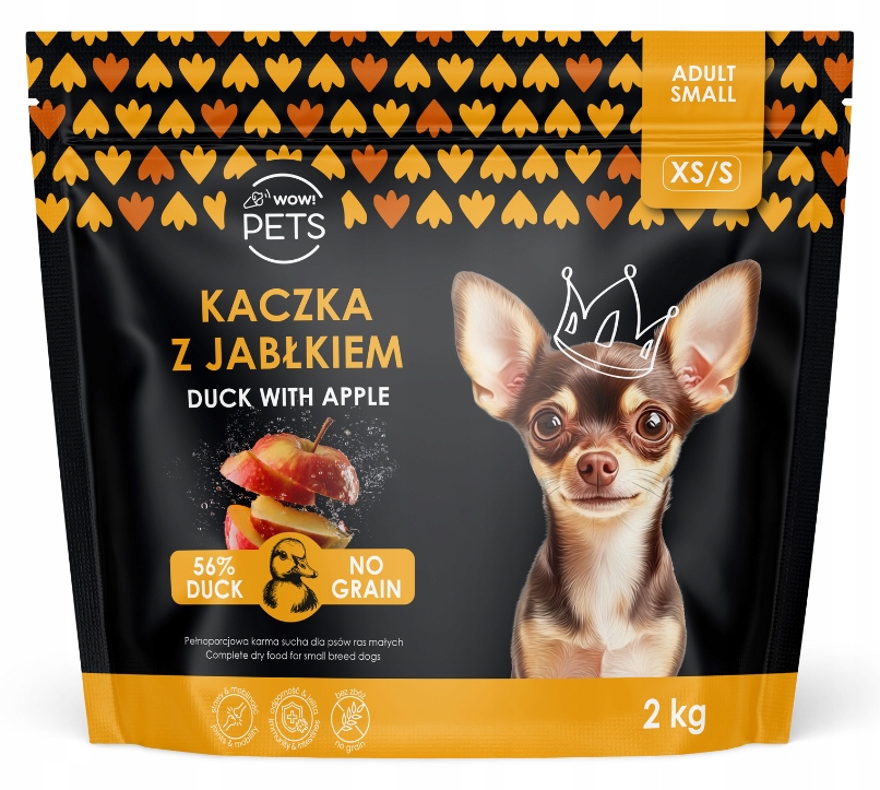 WOW!Pets Bez obilovin, Monoproteinová kachna 2 kg Krmivo Dospělý pes plemeno Xs/s