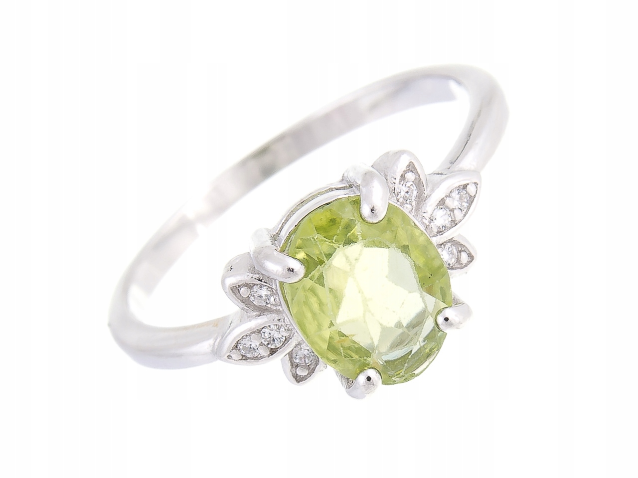 Stříbrný Prstýnek VEL.11 Přírodní Peridot