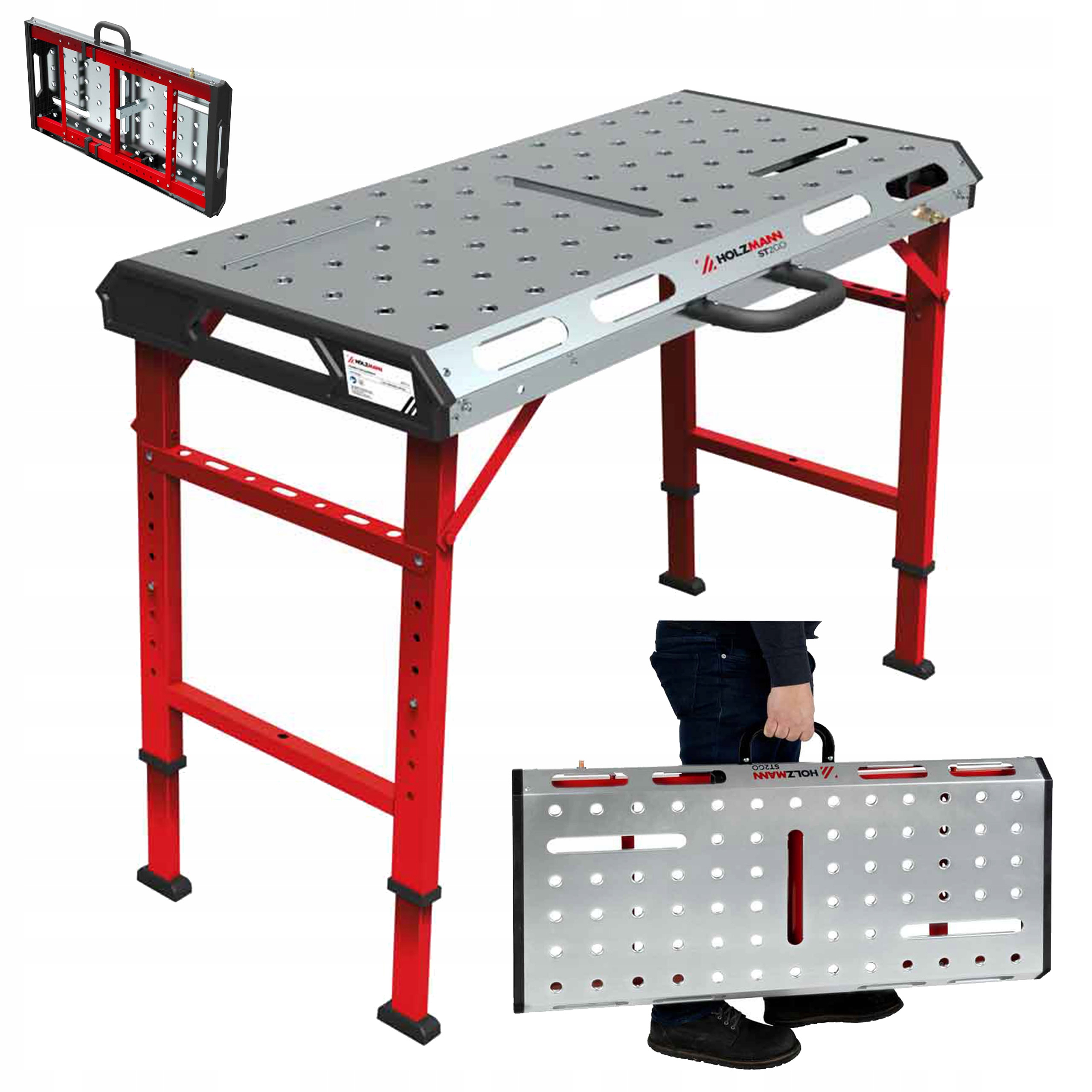 Přenosný svařovací stůl ocelový 1068x535 mm pozink do 454 kg, nastavitelná výška