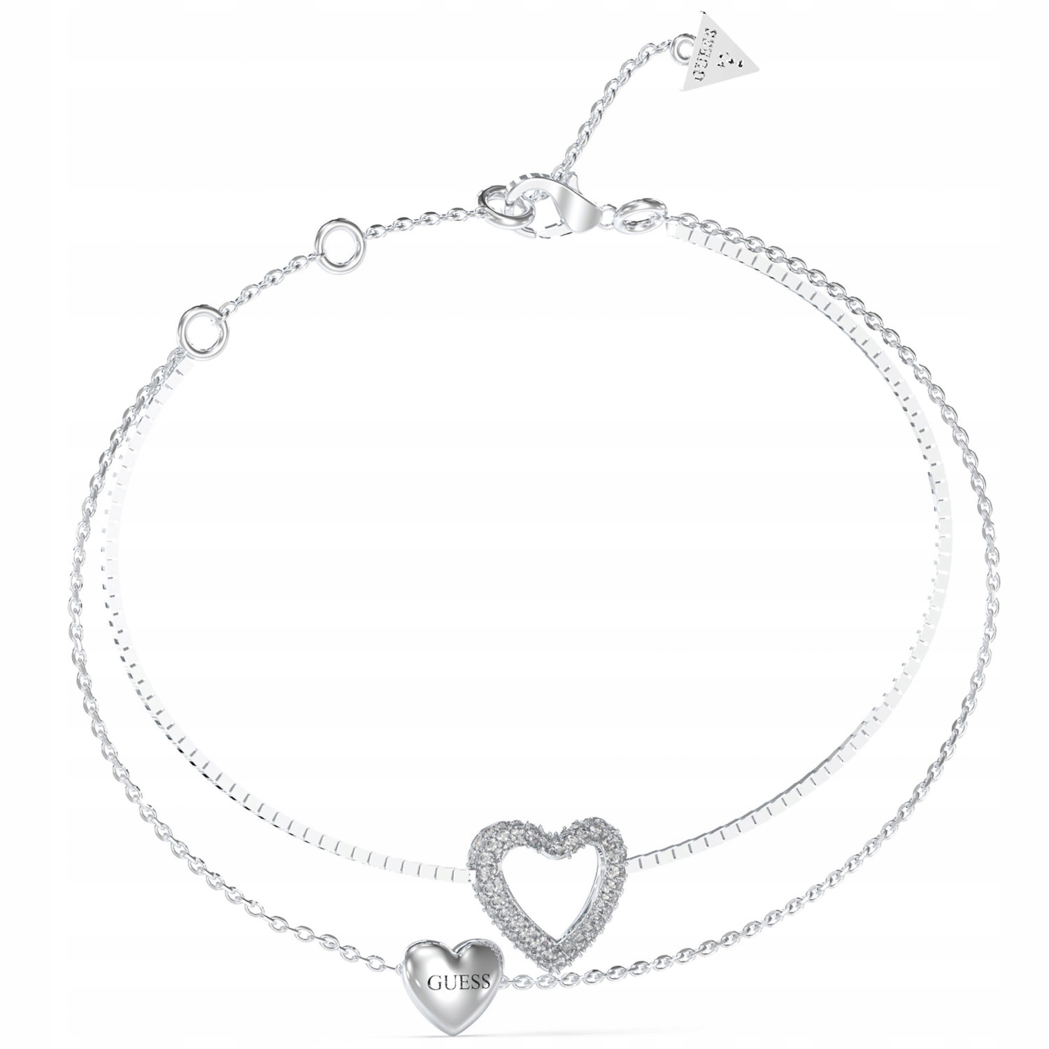 Dámský stříbrný náramek Guess zirkon srdce 18 cm
