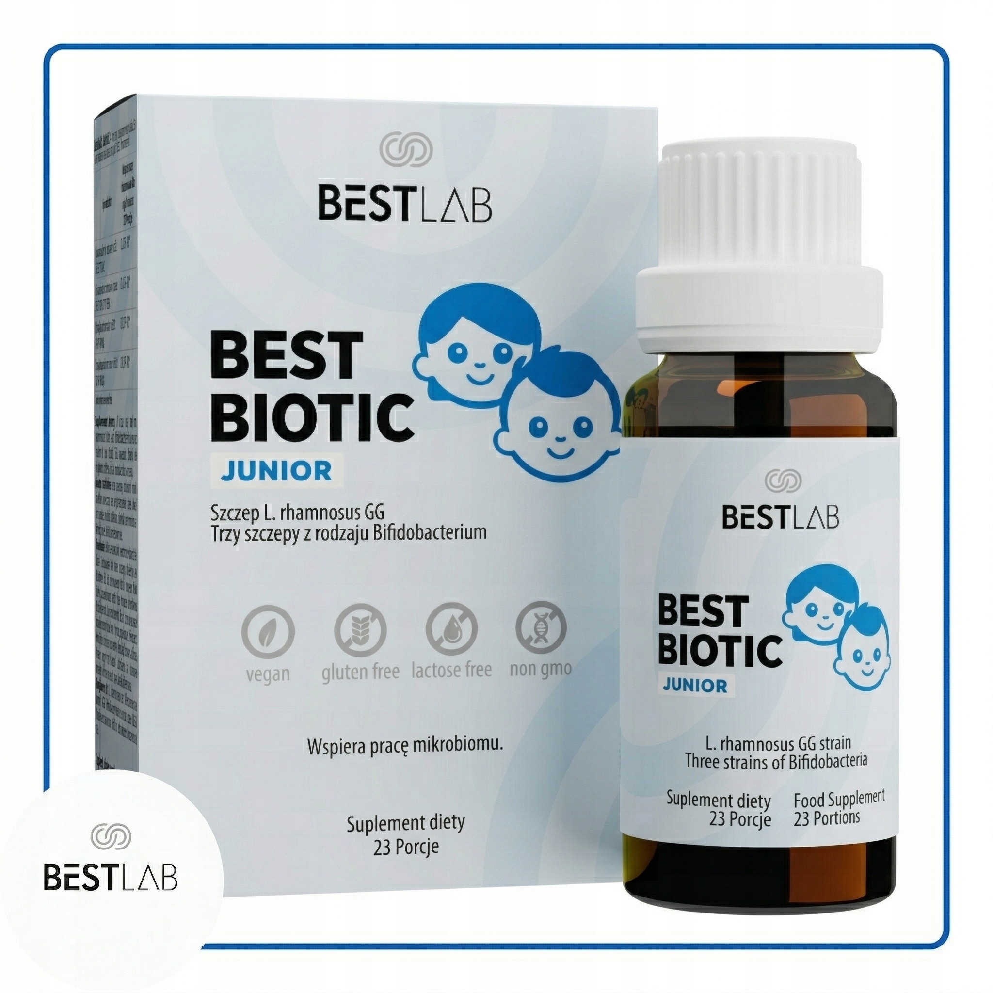 BestBiotic Junior BESTLAB Suplement diety dla dzieci krople 12 ml BEST LAB Stan opakowania oryginalne