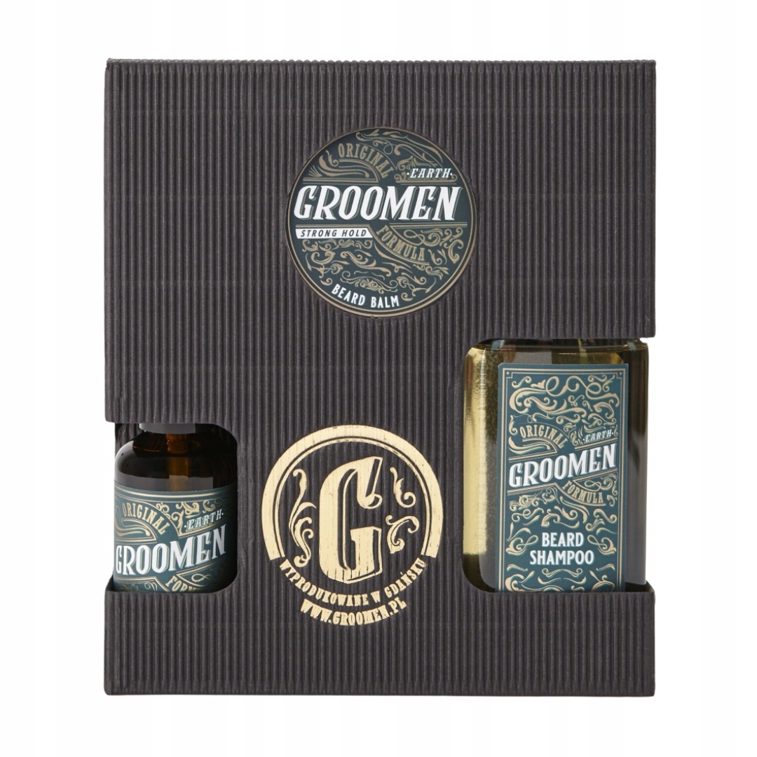 Sada pro péči o vousy Balzám, olej a Šampon Groomen Earth Strong