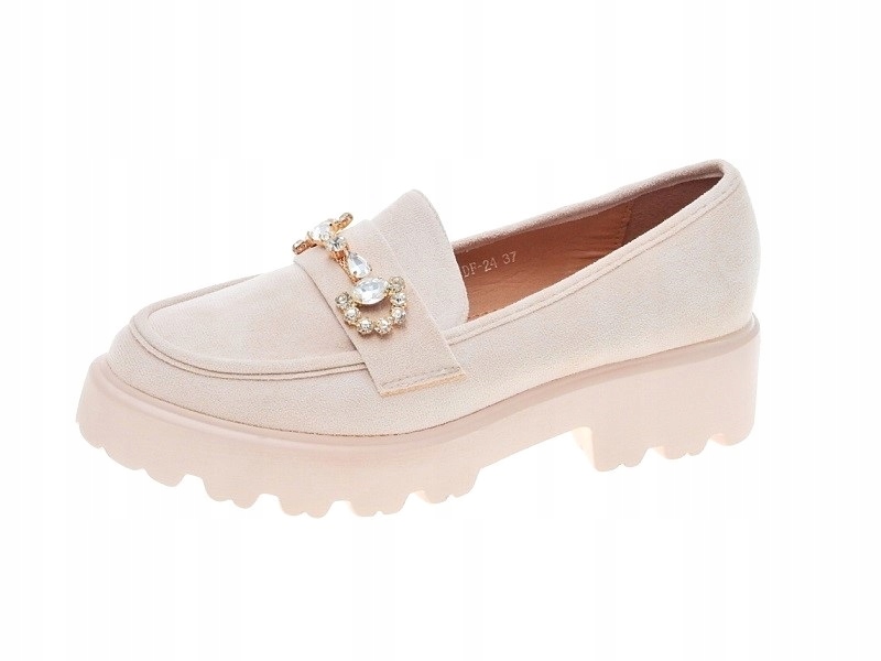 Zamszowe mokasyny półbuty Beige r.38