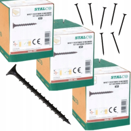 3x Fosfátované vruty do desek G-k na dřevo 4,8x120 mm 200 ks černé ksgd ks