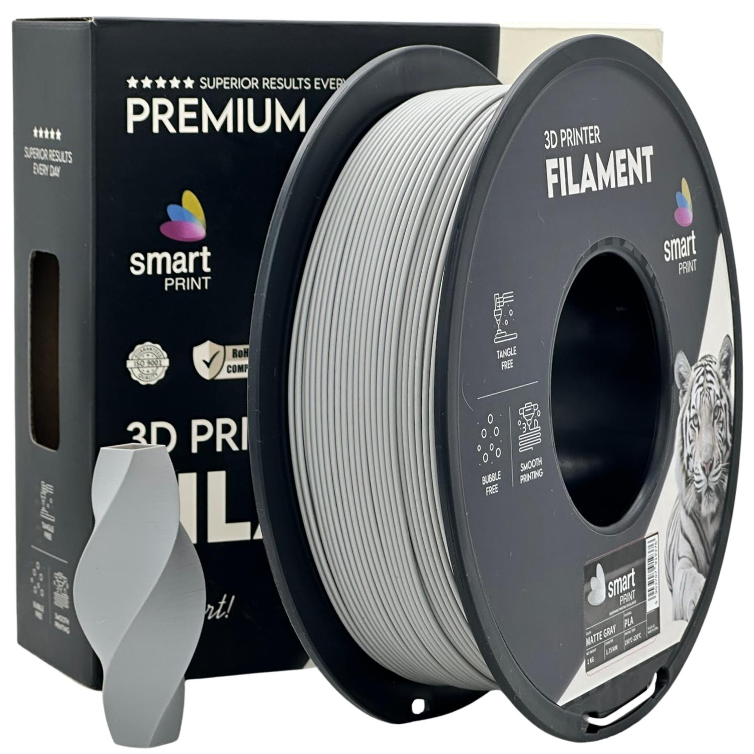 2 x Filament Pla Matte Gray 1,75mm 1kg szary matowy Smart Print 3D