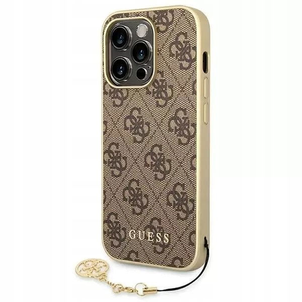 Guess 4G Charms Collection – Pouzdro pro iPhone 14 Pro (hnědé)