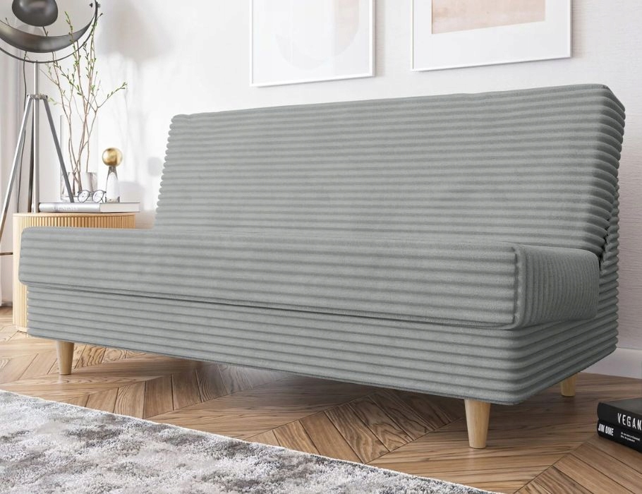 Šedá pohovka Luna s možností každodenního spaní v módním sametu