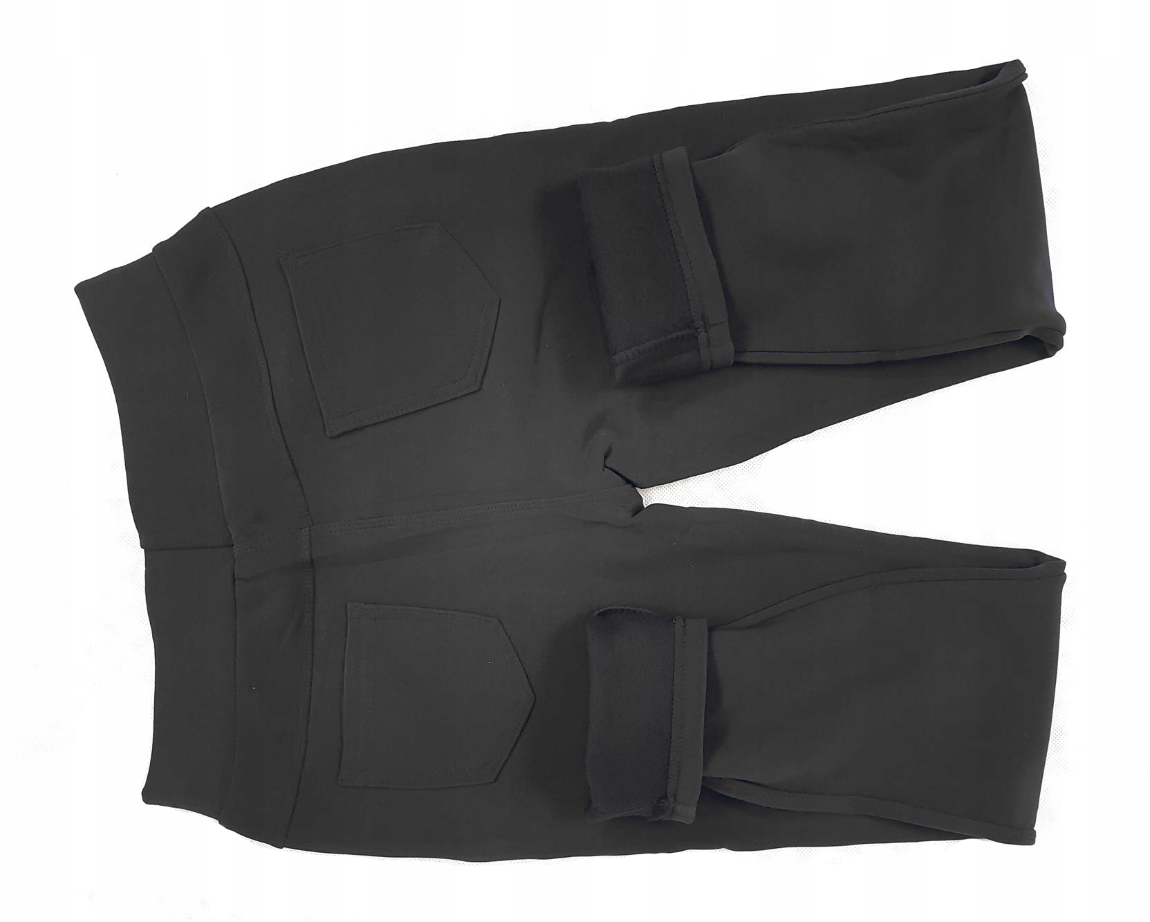 Spodnie Damskie Ocieplane Legginsy Ciepłe Z Kieszeniami Kobiece Czarne 36 S Długość nogawki długa