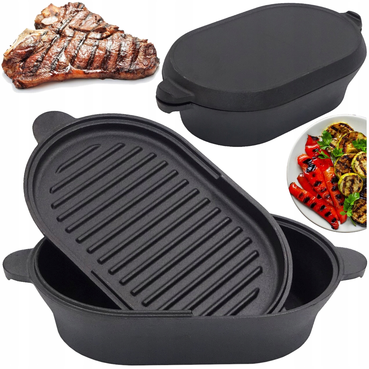 

Brytfanna Żeliwna Pokrywa Grillowa Patelnia Grill
