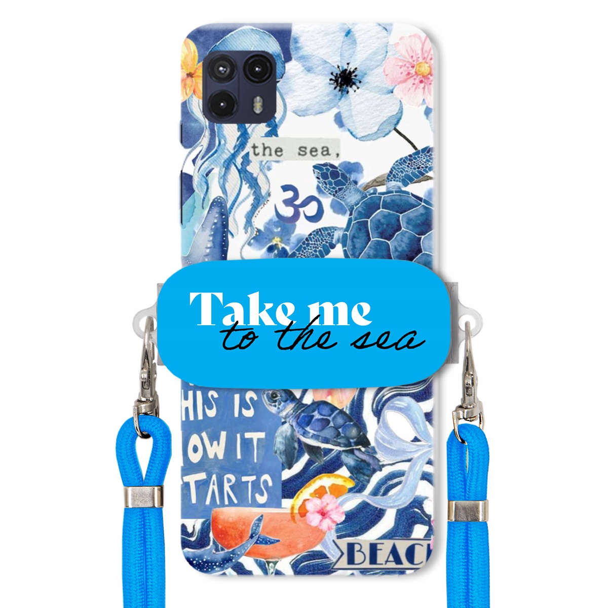 Pouzdro pro Motorola G50 5G Premium Vodítko modré Držák Take Me To The Sea
