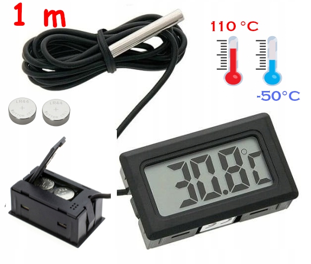 TERMOMETR ELEKTRONICZNY LCD CYFROWY SONDA 100cm