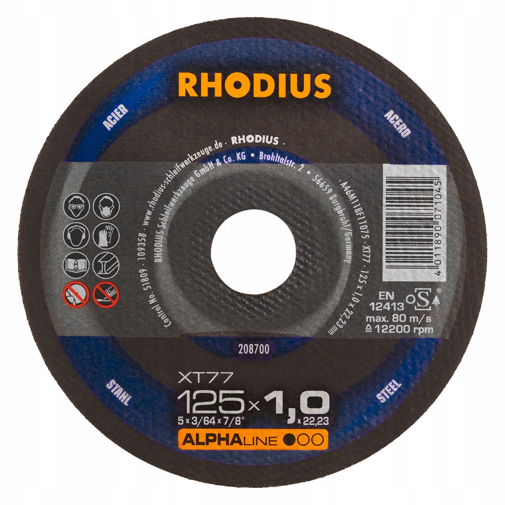 

Rhodius XT77 Tarcza do cięcia metalu 125 x 1.0