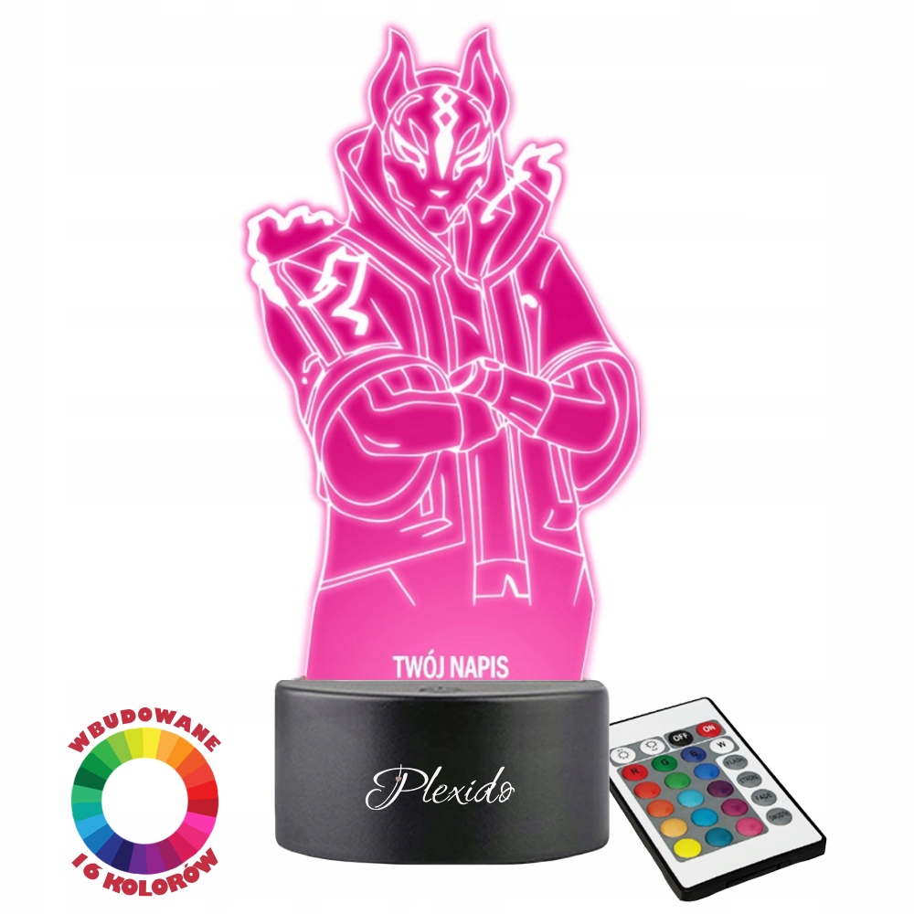 Lampka Nocna 3D LED Fortnite Postać Drift Imię