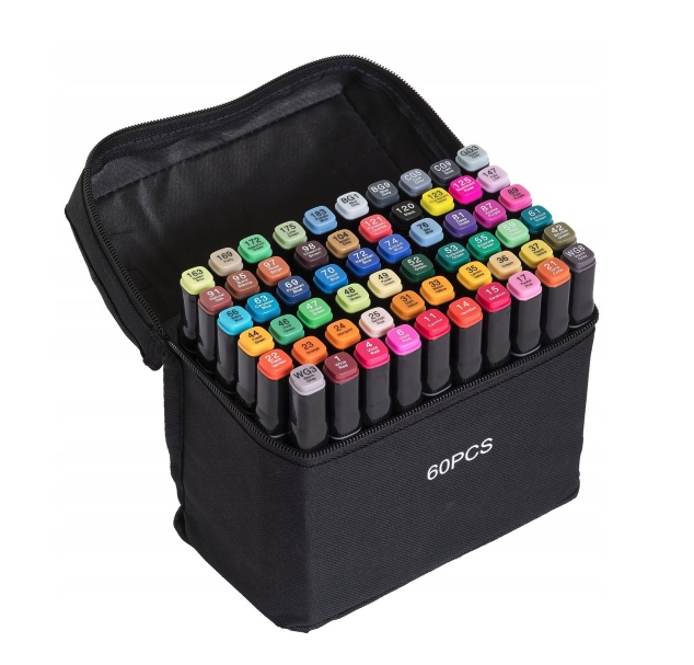 MARKERY PISAKI CIENKOPISY ALKOHOLOWE ZESTAW 60 SZT