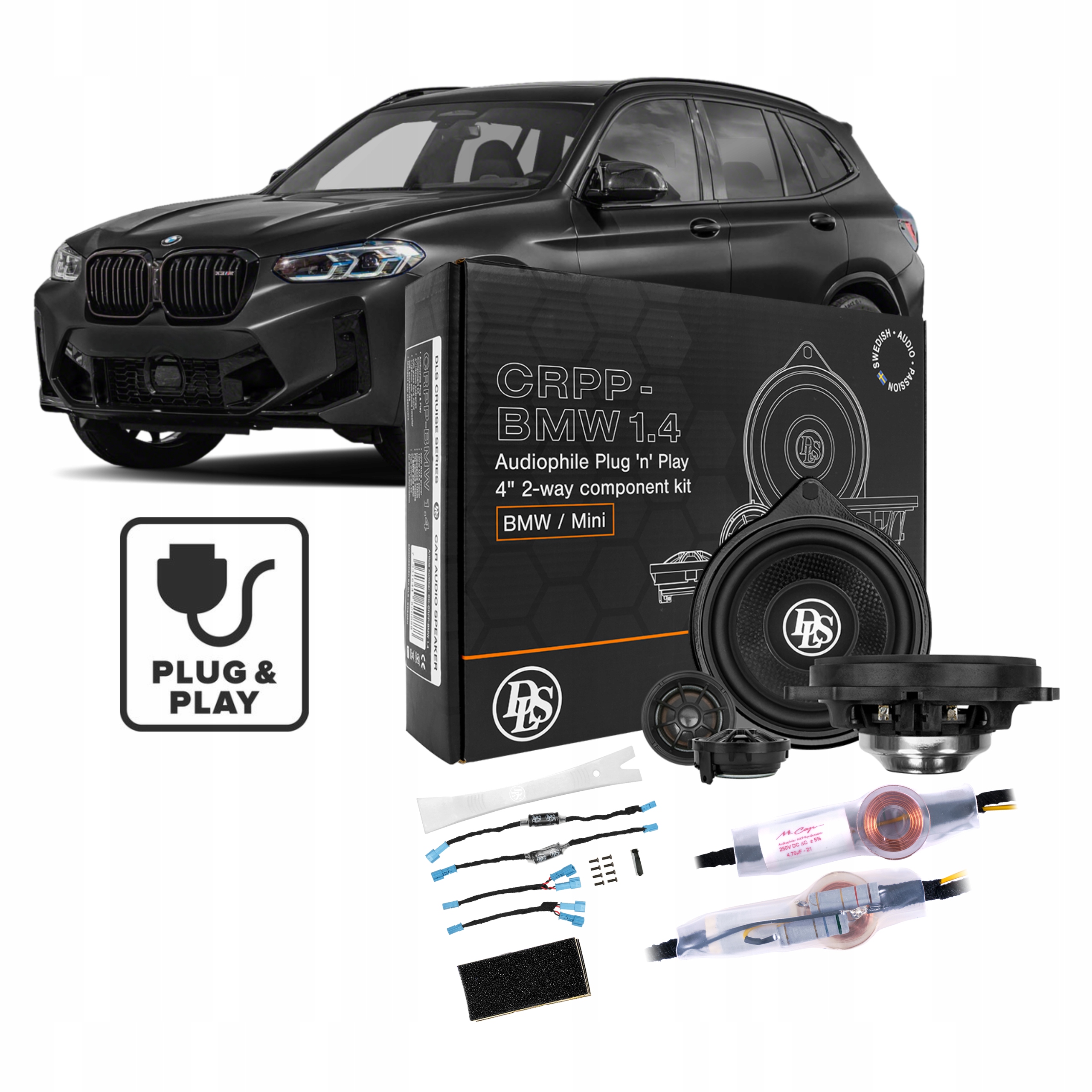 GŁOŚNIKI SAMOCHODOWE DLS CRPP dedykowane do BMW 120W 100MM DWUDROŻNE AUDIO
