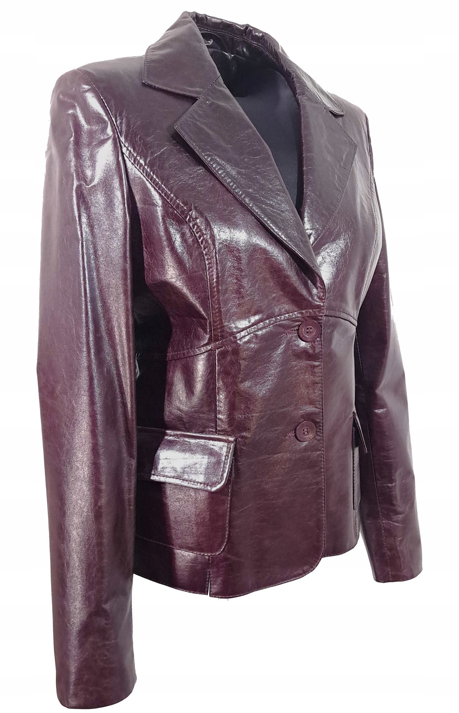 KURTECZKA Skórzana Damska ŻAKIET Guziki 42 Rękaw długi rękaw