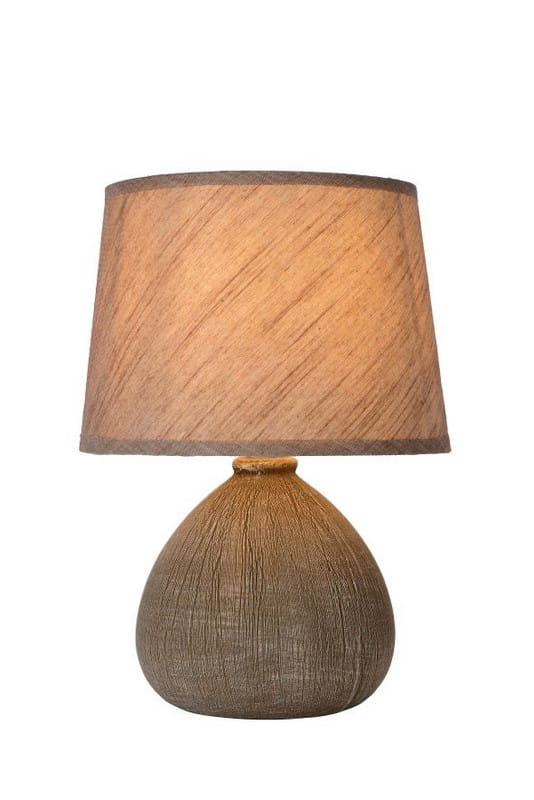 Stolní lampa Lucide Ramzi E14 40W Hnědá Keramická Abažurová 26 cm