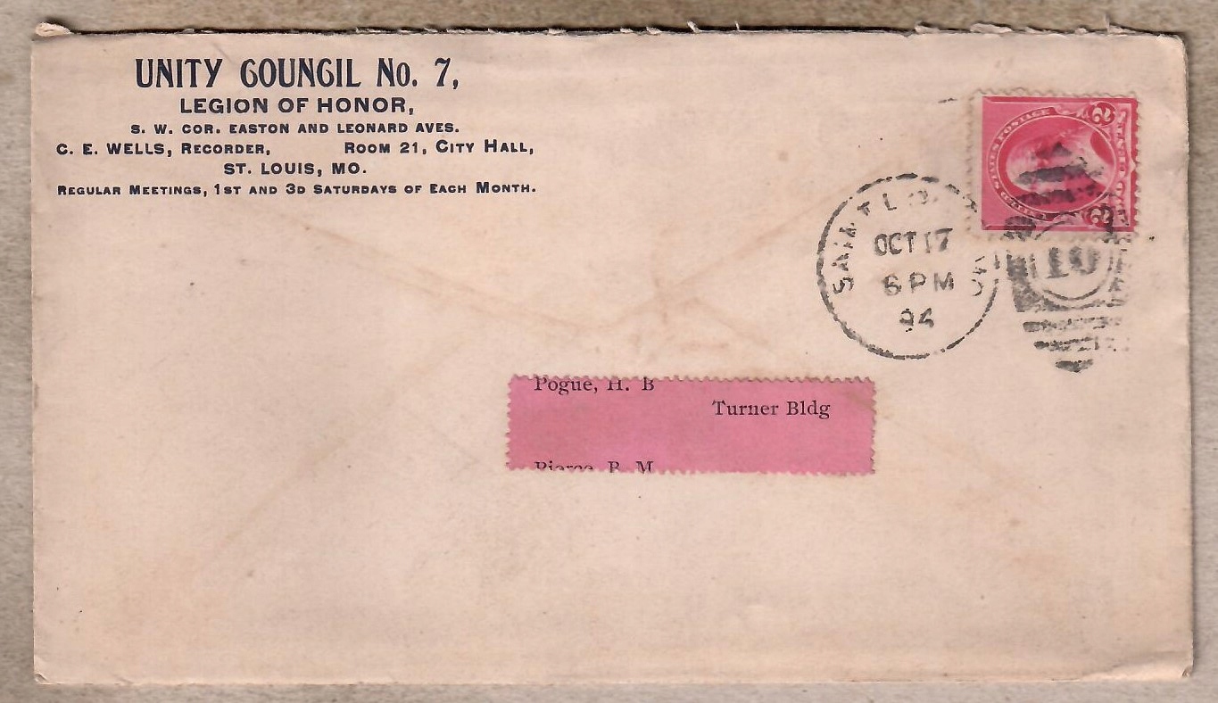 USA, 1896 r. . koperta