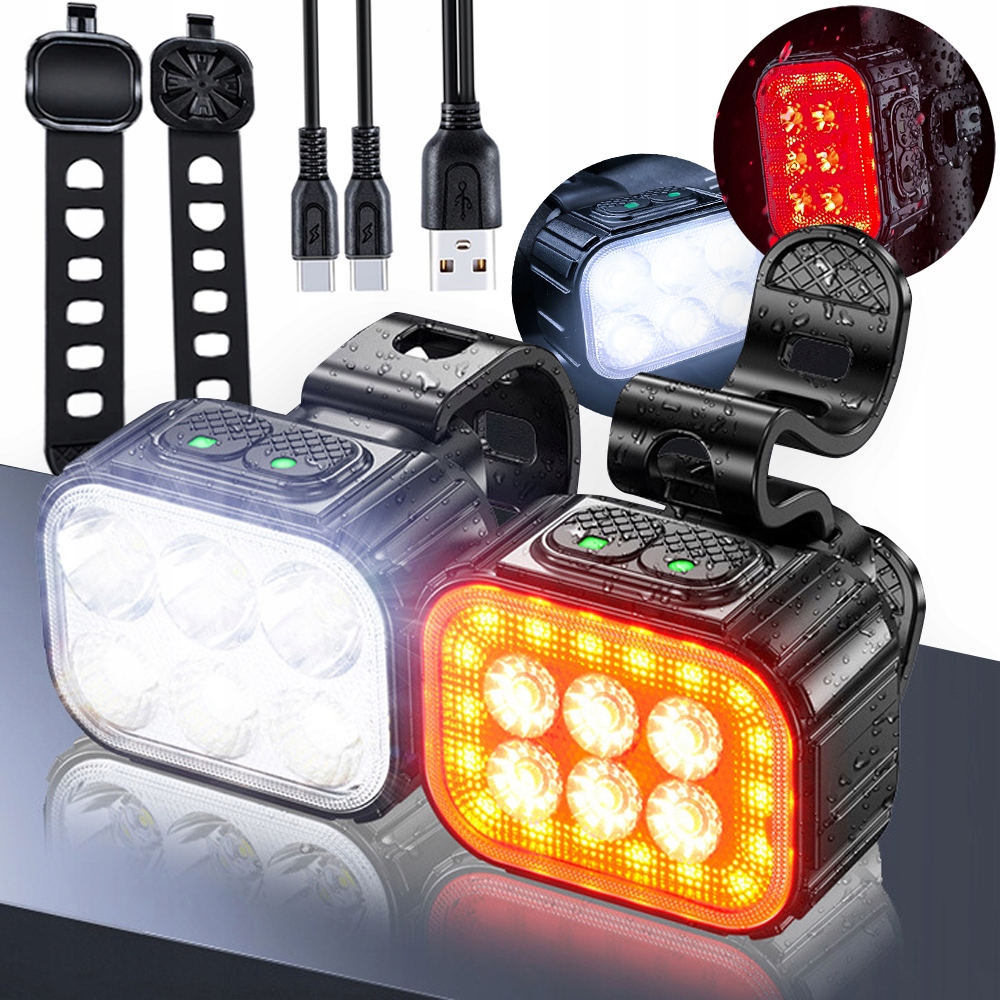 LAMPKA ROWEROWA LED PRZÓD MOCNA + TYŁ ZESTAW