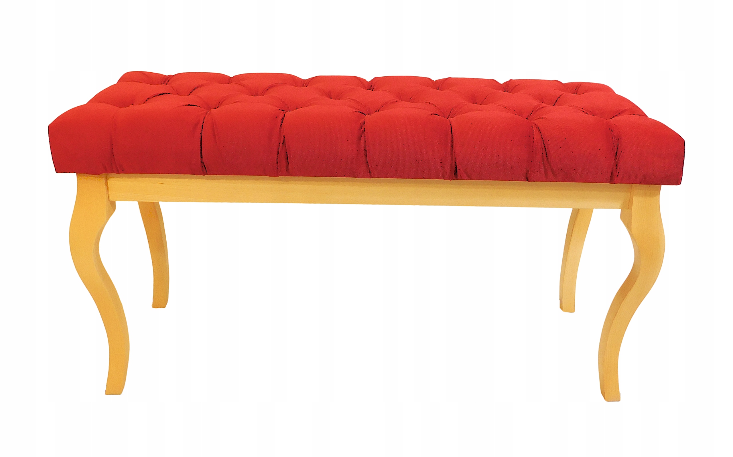 Sedadlo čalouněná lavička s prošívaným lakem příroda červená 100x40 cm H56 cm