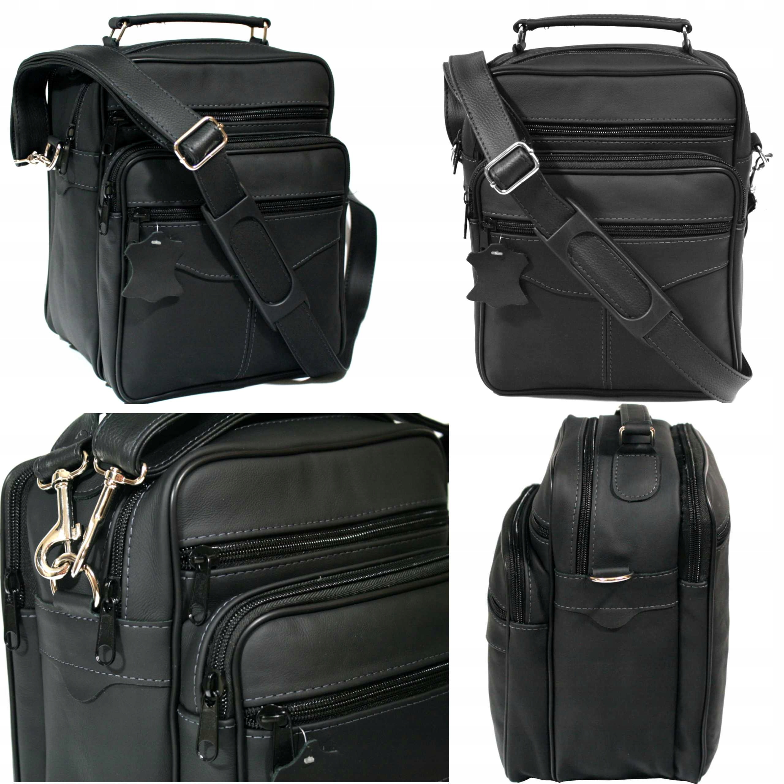 Pánská kožená taška přes rameno s rukojetí, dvě komory polské