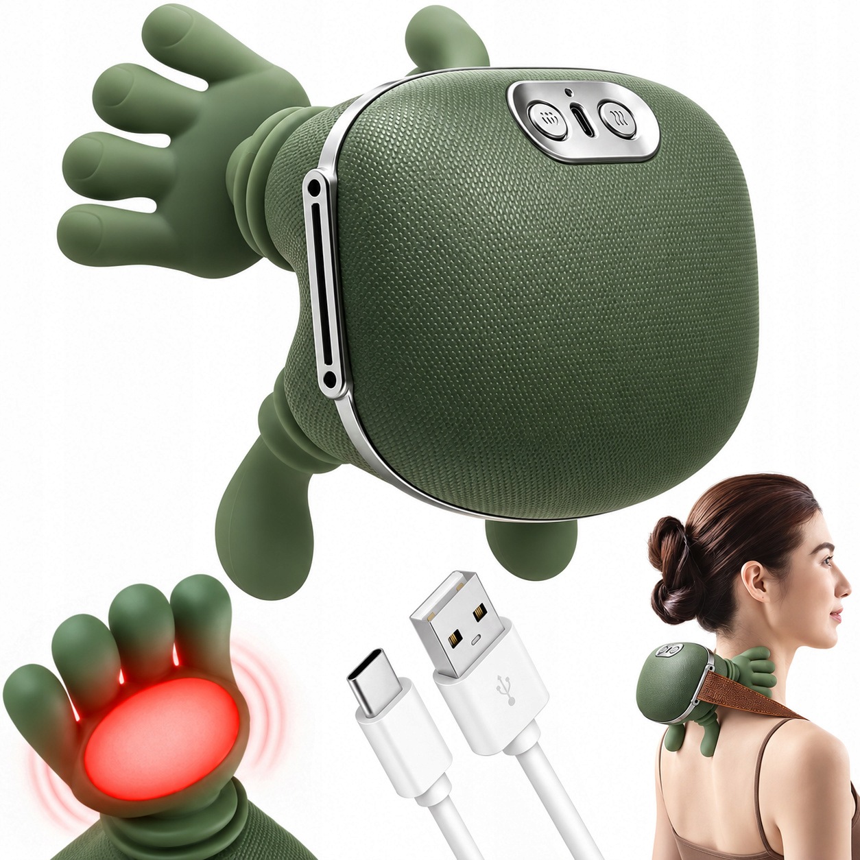 Masażer Bioniczny Łapki do Pleców Ramion Szyi Karku Ciała Podgrzewany 3D